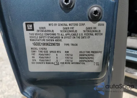 2006 Chevrolet Silverado C1500 from USA, damaged, VIN 1GCEC19X96Z296739